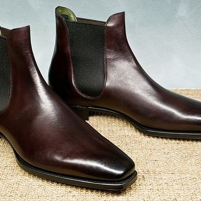 Handmade brown leather chelsea dress boot for men 
