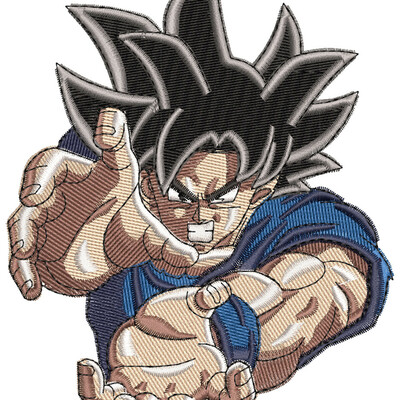 Anime embroidery pattern goku blue charge