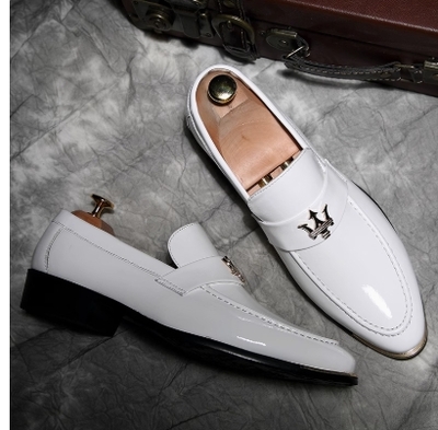 Pointed leather shoes for men slip-on hairstylist fashion shoes 2 colors
