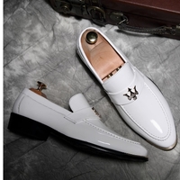 Pointed leather shoes for men slip-on hairstylist fashion shoes 2 colors - Thumbnail 2