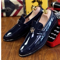 Pointed leather shoes for men slip-on hairstylist fashion shoes 2 colors - Thumbnail 1