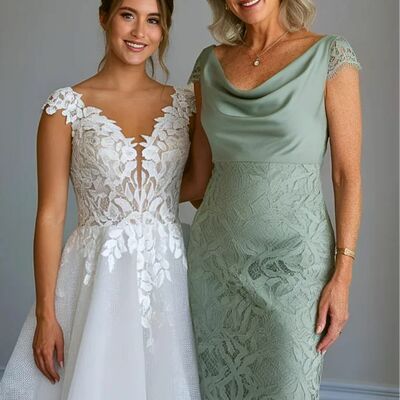 Elegant blue sheath lace mother of the bride/groom dress evening formal dress