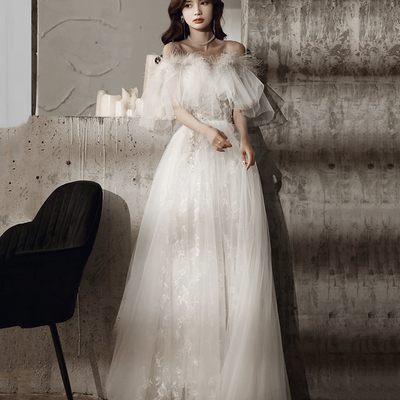 White tulle sequins long prom dress evening dress,1097