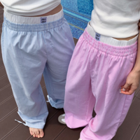 High Waist Stripe Wide Leg Boxer Pants - Thumbnail 1