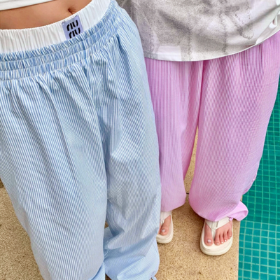 High waist stripe wide leg boxer pants