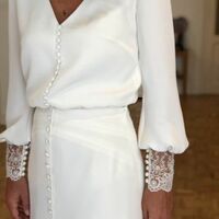 Simple Wedding Dress, Chiffon Wedding Gown, Long Sleeves Bridal Dress,1099 - Thumbnail 1