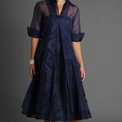 Elegant black tea-length with jacket mother of the bride/groom dress evening formal dress