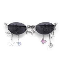 Fairycore Oval Sunglasses with Charms - Thumbnail 4