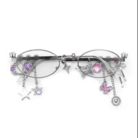 Fairycore Oval Sunglasses with Charms - Thumbnail 7