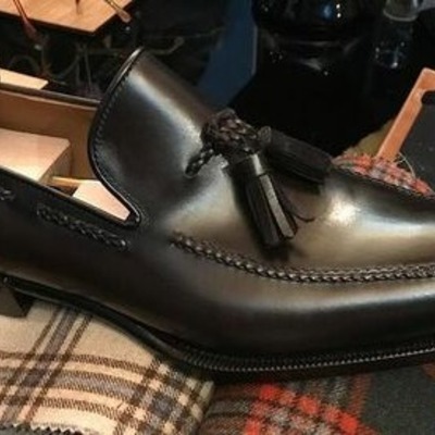 Handmade men black leather tassel loafers dress shoes - Thumbnail 2