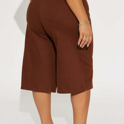 Brown denim bermuda shorts