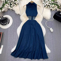 Retro Vintage Denim Maxi Dress  - Thumbnail 3