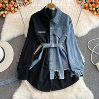  Denim Patchwork Shirt Dress  - Thumbnail 3