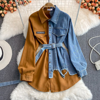  Denim Patchwork Shirt Dress  - Thumbnail 4