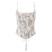 U-neck lace print with small straps on the back - Thumbnail 1