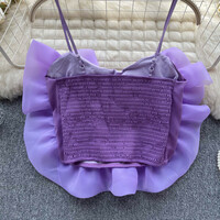  3D Floral Embroidery Sleeveless Bralette Adjustable Strap Cropped Blouse - Thumbnail 5