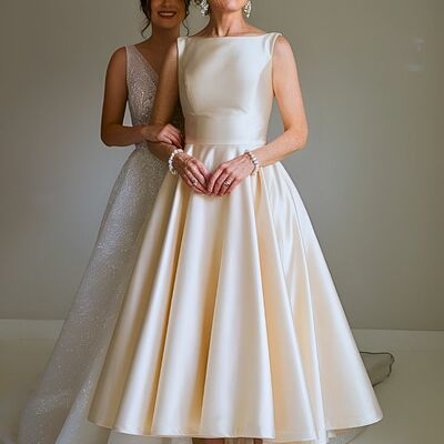 Simple a line tea-length mother of the bride/groom dress evening formal dress