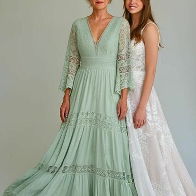 Simple a line lace beach boho mother of the bride/groom dress evening formal dress