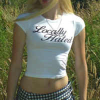 Locally Hated White Crop Top - Thumbnail 1