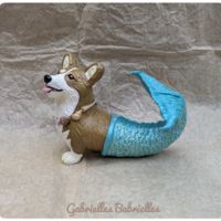 Coralee the Mermaid Corgi polymer clay sculpture  - Thumbnail 1