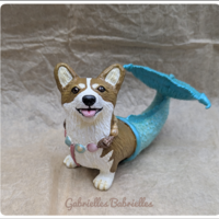 Coralee the Mermaid Corgi polymer clay sculpture  - Thumbnail 2