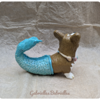 Coralee the Mermaid Corgi polymer clay sculpture  - Thumbnail 3