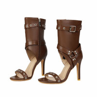 Buckle Strap Pumps Heeled Sandals - Thumbnail 5