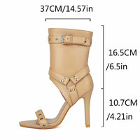 Buckle Strap Pumps Heeled Sandals - Thumbnail 7
