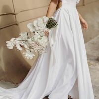 Simple Wedding Jumpsuit Bridal Jumpsuit with Crepe  - Thumbnail 1
