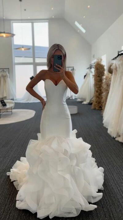 Mermaid Sexy Sweetheart Wedding Gown, Organza Bridal Gown Wedding Dress