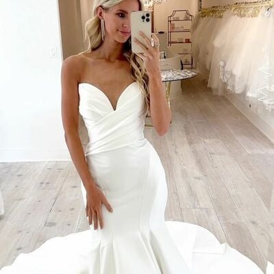 Mermaid sexy sweetheart wedding gown, satin bridal gown wedding dress