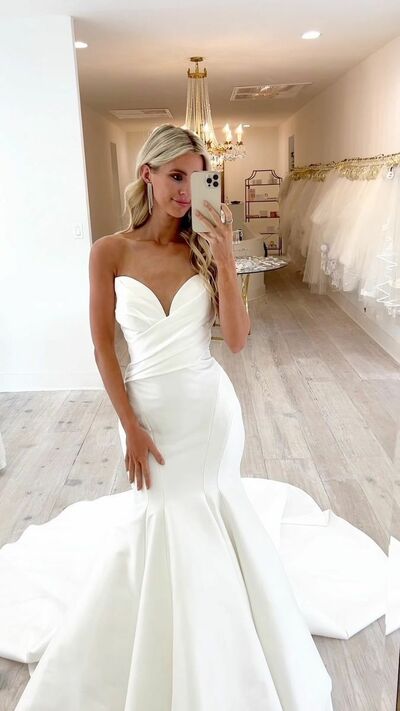 Mermaid Sexy Sweetheart Wedding Gown, Satin Bridal Gown Wedding Dress