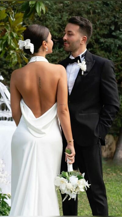 Mermaid Sexy Wedding Gown, Satin Backless Bridal Gown Wedding Dress