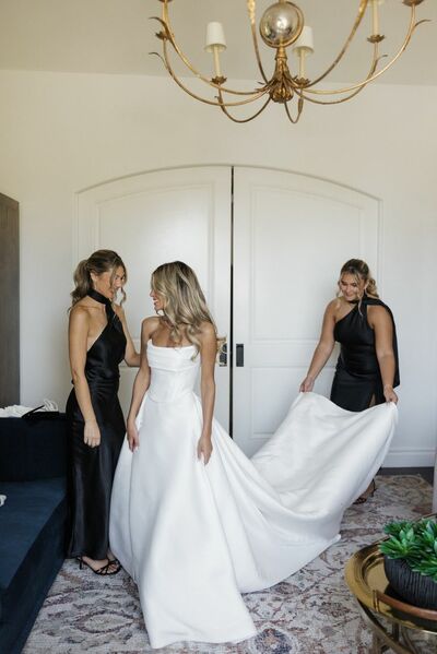 A-line Sexy Wedding Gown, Satin Side Split Bridal Gown Wedding Dress