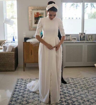 Simple Sheath Half Sleeve Beach Boho Wedding Dress Bridal Gown Wedding Gown