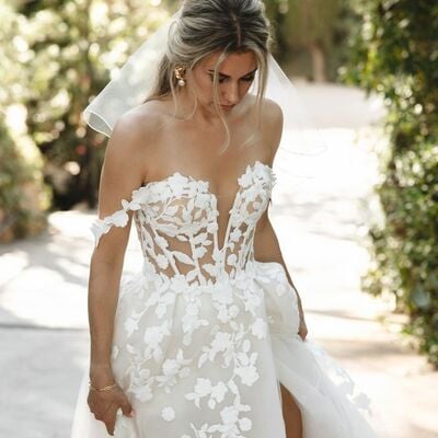 Sexy off the shoulder wedding gown, satin bridal gown wedding dress