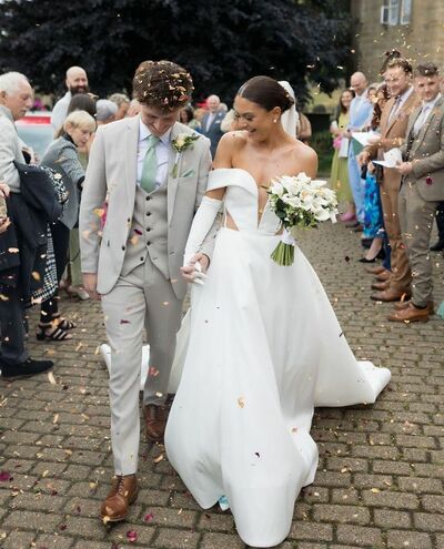 Sexy Off the Shoulder Wedding Gown, Satin Bridal Gown Wedding Dress