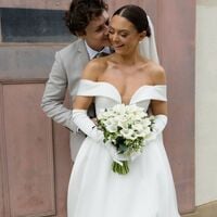 Sexy Off the Shoulder Wedding Gown, Satin Bridal Gown Wedding Dress - Thumbnail 1