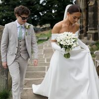 Sexy Off the Shoulder Wedding Gown, Satin Bridal Gown Wedding Dress - Thumbnail 2