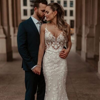 Sexy off the shoulder wedding gown, appliques tulle bridal gown wedding dress - Thumbnail 2