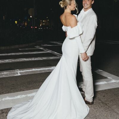 Mermaid sexy wedding gown, satin bridal gown wedding dress