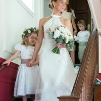 Simple Mermaid High Neck Lace Appliques Beach Boho Wedding Dress Bridal Gown Wedding Gown - Thumbnail 1