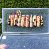 Ice Cream  Press on Nails,  Size Small (REUSABLE)  - Thumbnail 1