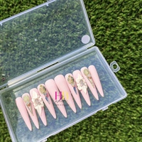 Classy Pink Press On Nails (REUSABLE)  , Size M & S  - Thumbnail 1