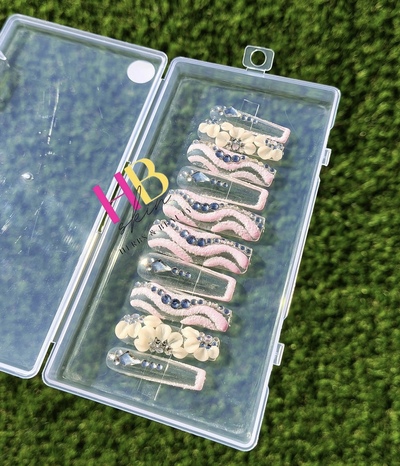 ClearDiamond Press On Nails ( REUSABLE)  Size M & S