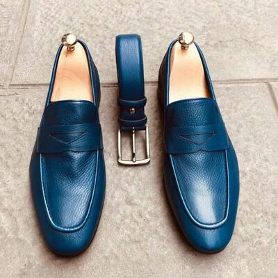New luxury men's handmade penny loafers slips on moccasin formal dress shoes