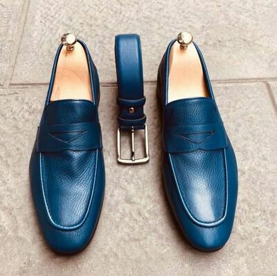 New Luxury Men's Handmade Penny Loafers Slips On Moccasin Formal Dress Shoes