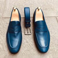 New Luxury Men's Handmade Penny Loafers Slips On Moccasin Formal Dress Shoes - Thumbnail 1