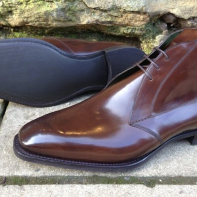 Handmade men brown leather chukka boot