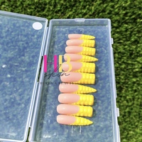 Bumblebee !, yellow Press on Nail  (REUSABLE )  Size M  - Thumbnail 1